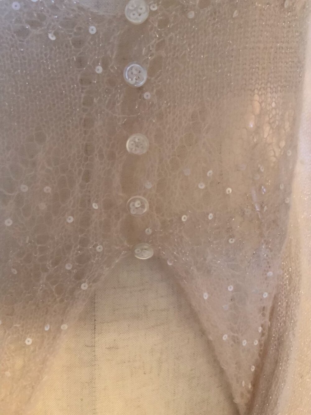 Nougat London  baby pink delicate Sheer top  with tiny sequins Pearl Buttons Lig